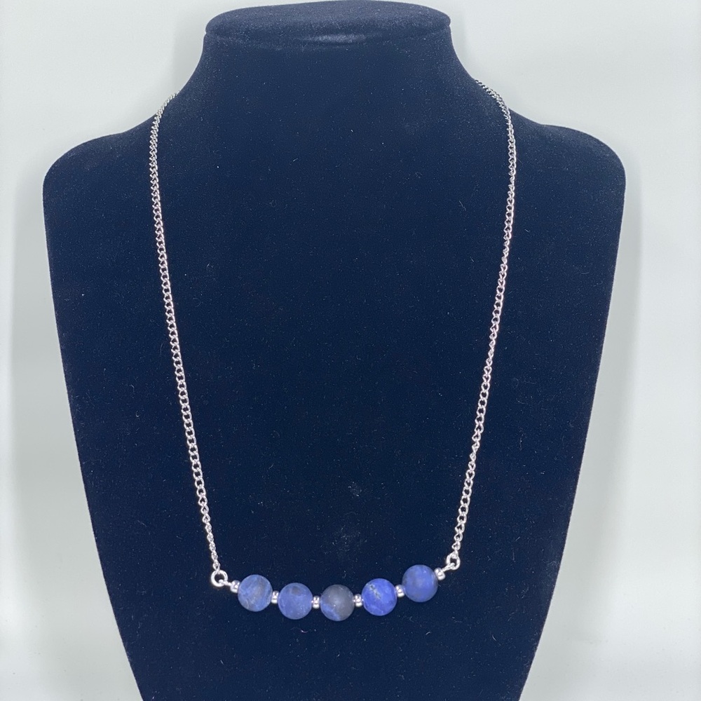 Matte Blue Sodalite Gemstone Necklace